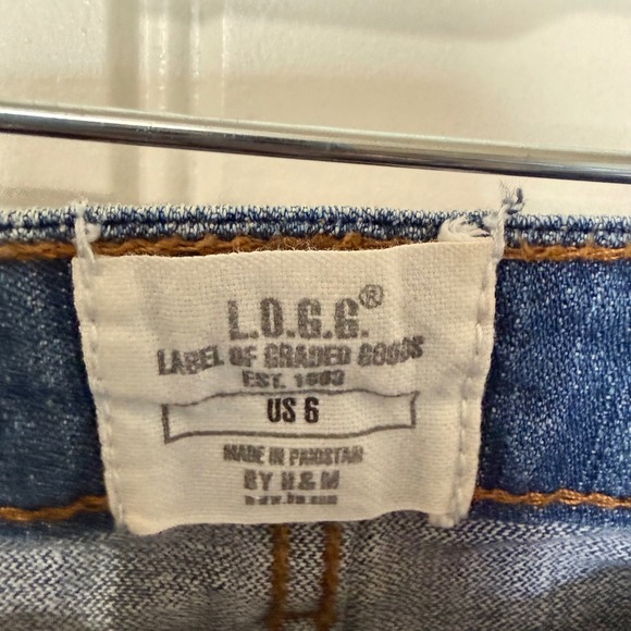 L.O.G.G. H&M Denim Skirt Womens 6 Blue Excellent Button Front A-Line Mini Skirt - Picture 3 of 6